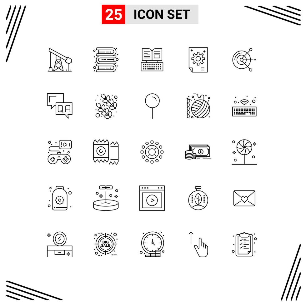 Stock Vector Icon Pack of 25 Line Signs and Symbols for computer creative key corporate business Editable Vector Design Elements