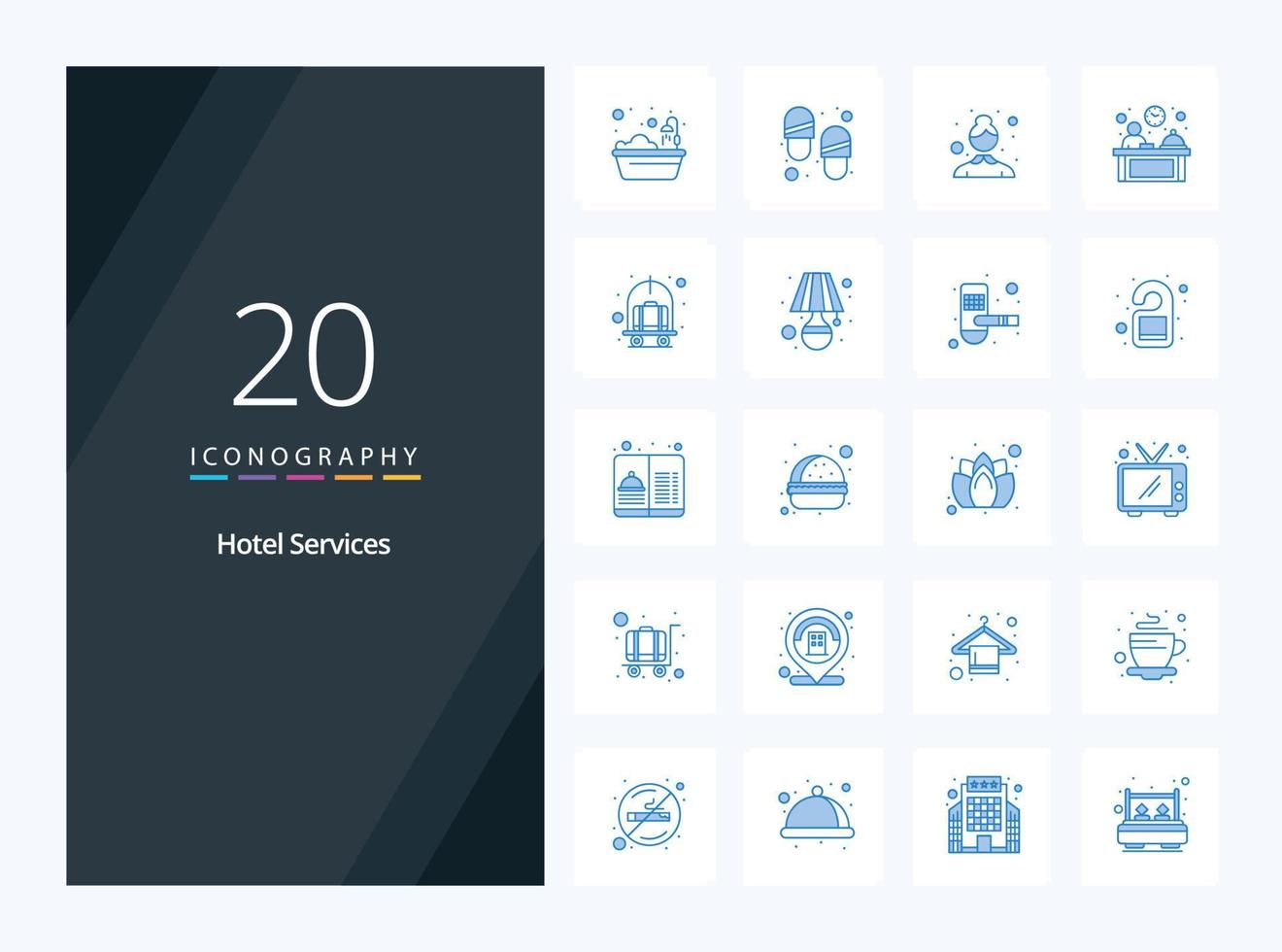 20 Hotel Services Blue Color icon for presentation vector