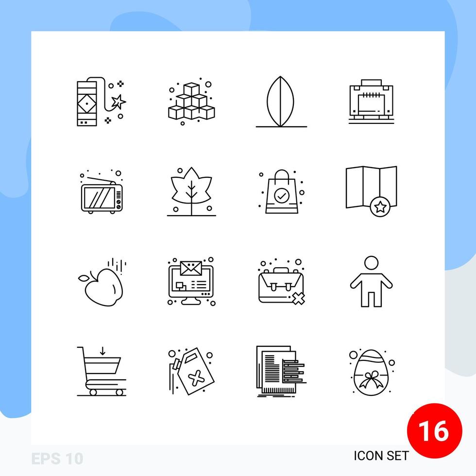 16 Universal Outline Signs Symbols of television luggage play suitcase hotel Editable Vector Design Elements