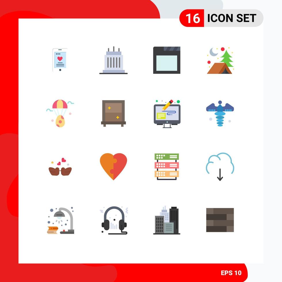 Set of 16 Vector Flat Colors on Grid for bloon egg real night adventure Editable Pack of Creative Vector Design Elements