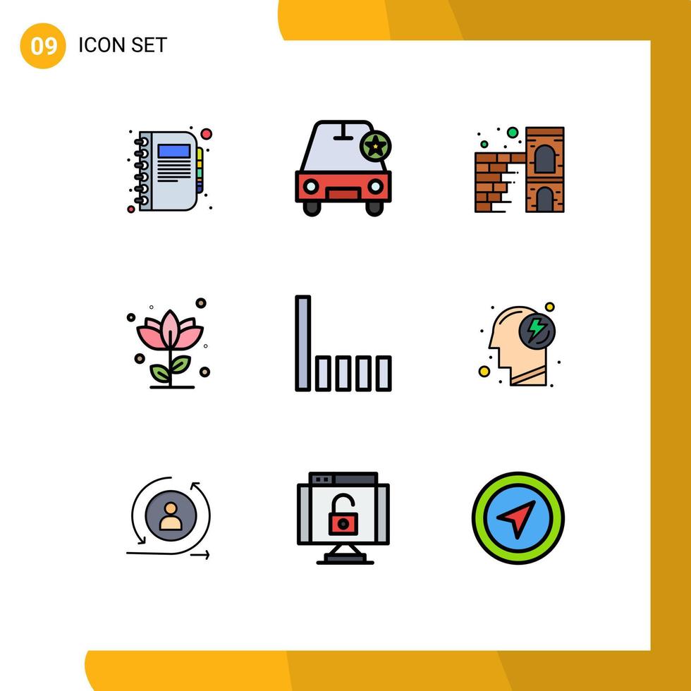 9 Creative Icons Modern Signs and Symbols of rose flower vehicles floral wall Editable Vector Design Elements