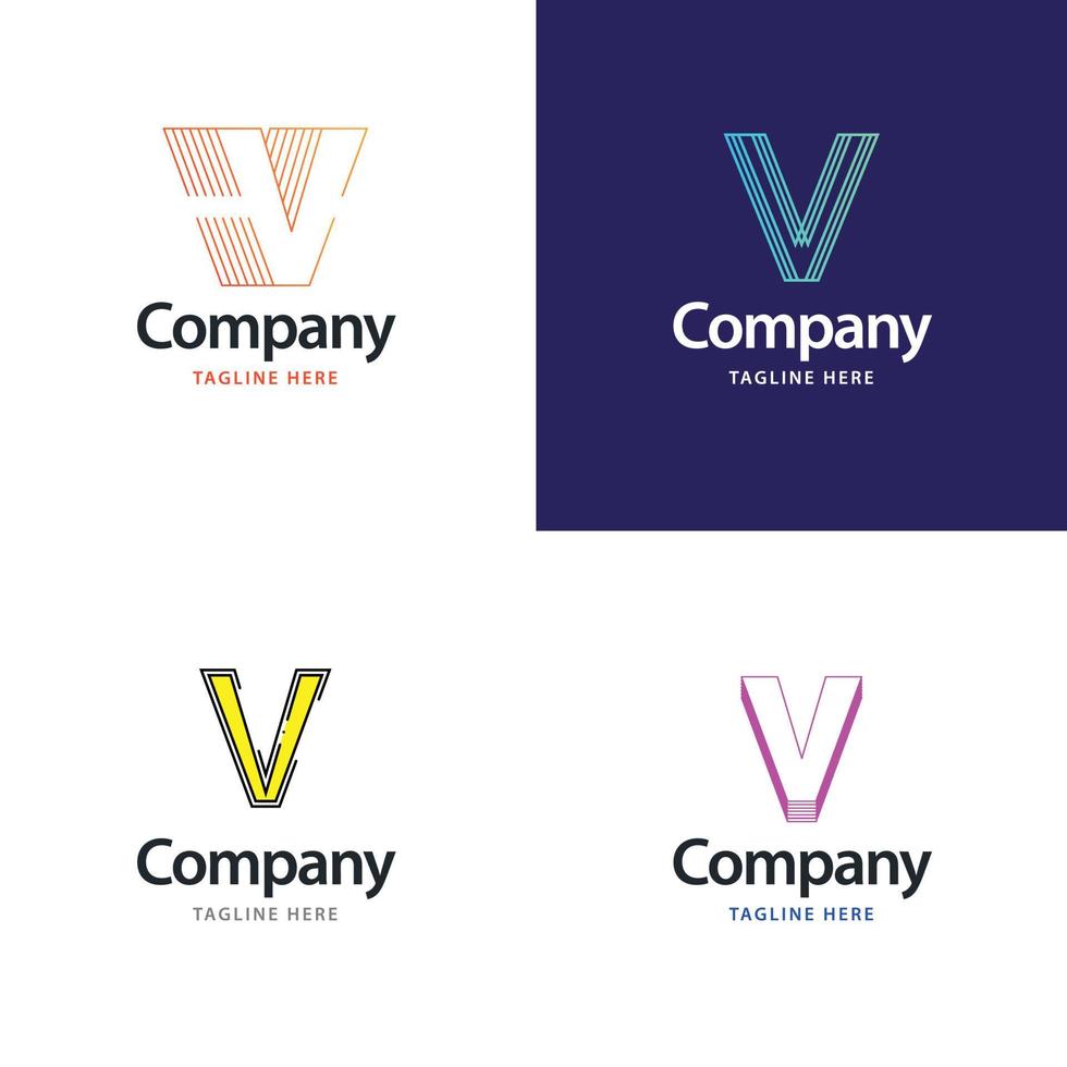 letra v diseño de paquete de logotipos grandes diseño de logotipos modernos y creativos para su negocio vector