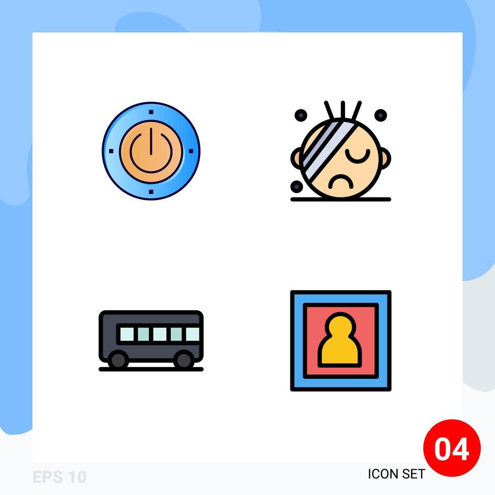 Pictogram Set of 4 Simple Filledline Flat Colors of electricity vehicle computing medical photographer Editable Vector Design Elements