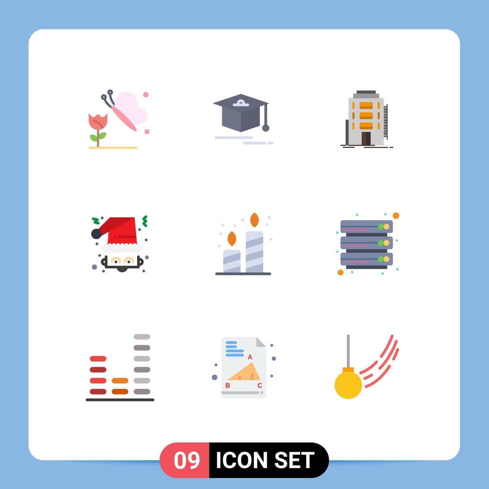 9 Universal Flat Colors Set for Web and Mobile Applications candle claus dormitory santa claus Editable Vector Design Elements