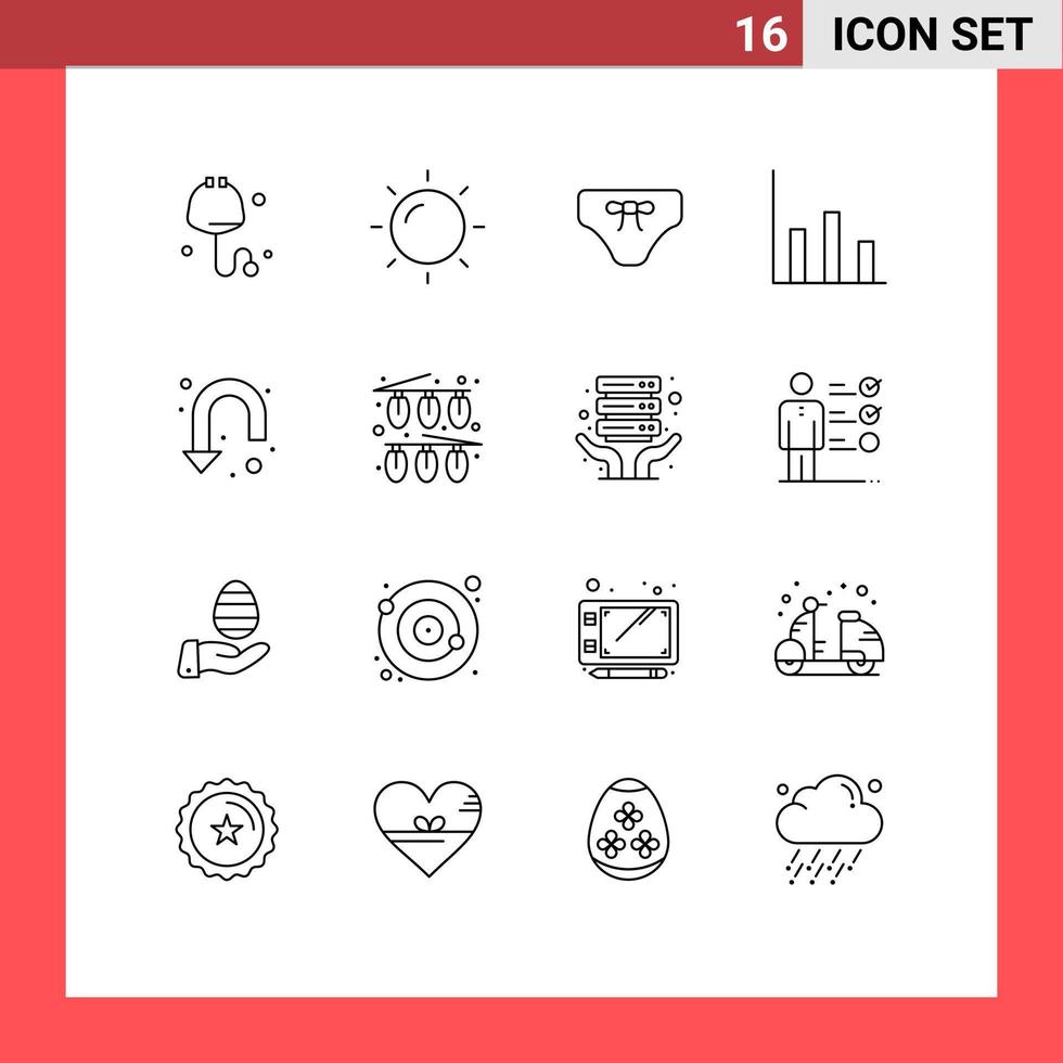 16 Universal Outline Signs Symbols of u turn arrow beach moderate finance Editable Vector Design Elements