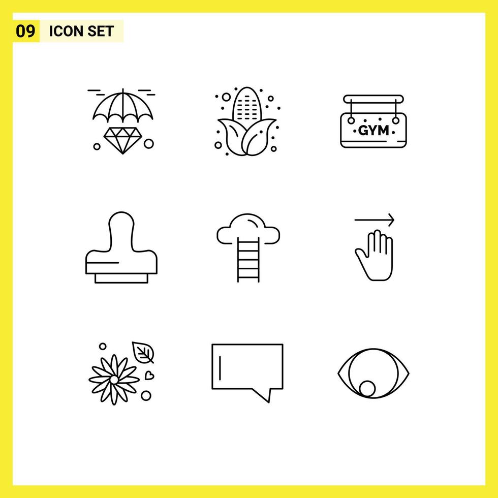 Universal Icon Symbols Group of 9 Modern Outlines of hand user board cloud stamp Editable Vector Design Elements