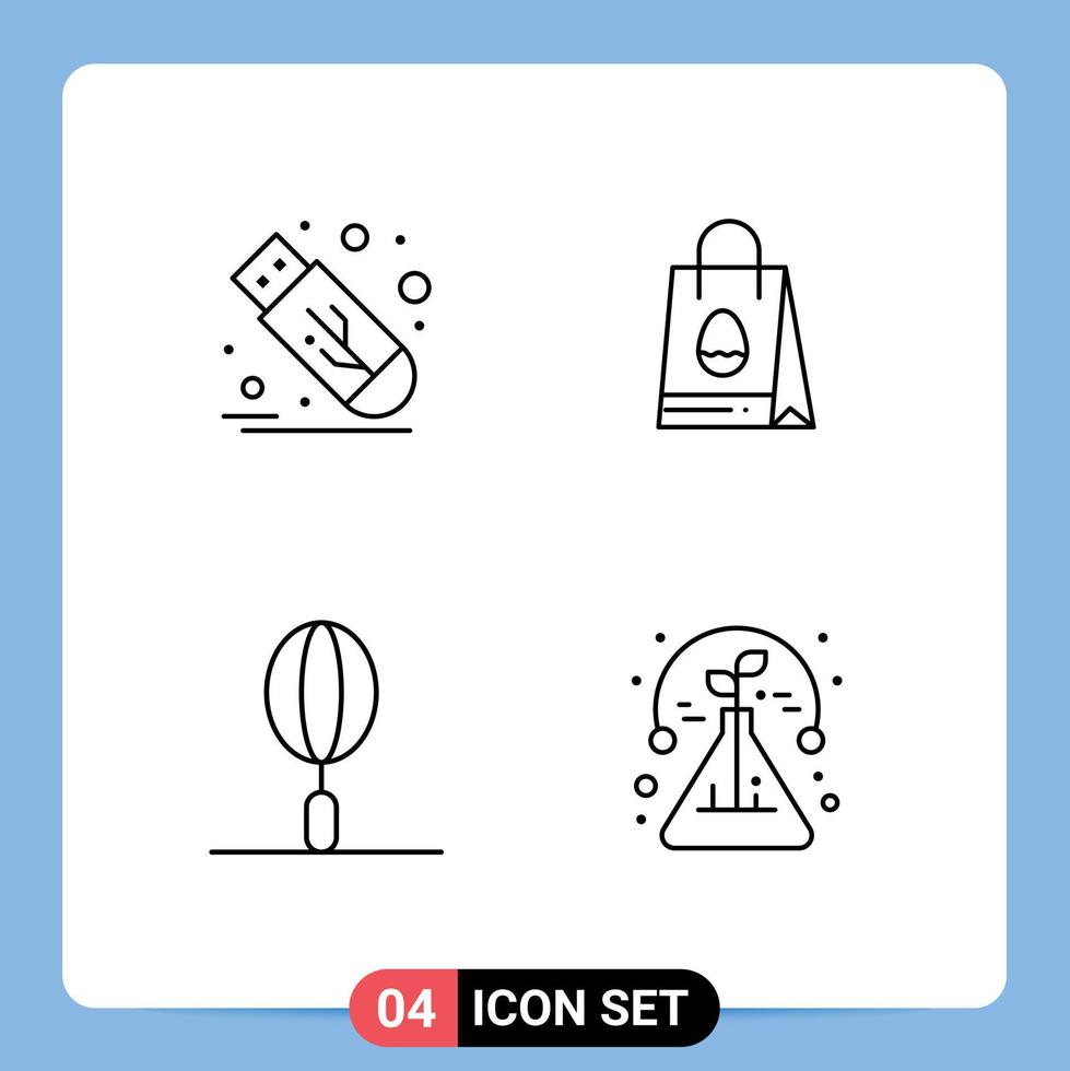 Pack of 4 Modern Filledline Flat Colors Signs and Symbols for Web Print Media such as drive fast food usb easter kitchen Editable Vector Design Elements