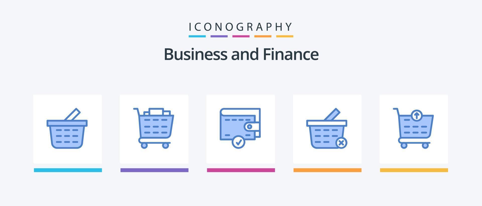 Finance Blue 5 Icon Pack Including . wallet. shopping cart. checkout. Creative Icons Design vector