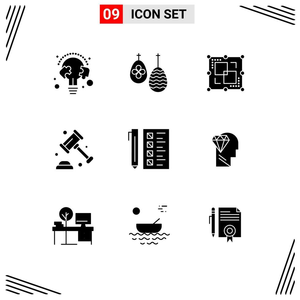 Set of 9 Modern UI Icons Symbols Signs for business security food protection point Editable Vector Design Elements