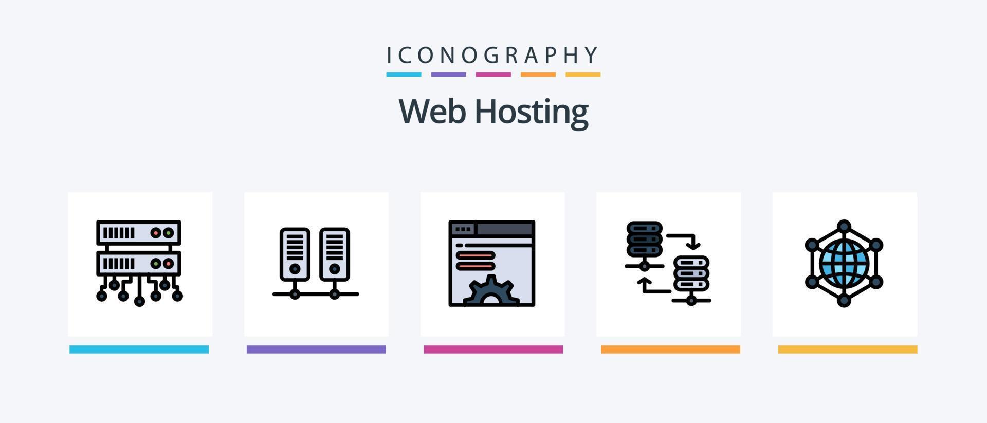 Web Hosting Line Filled 5 Icon Pack Including database . security. secure web server . protection . internet. Creative Icons Design vector