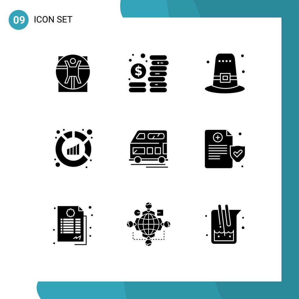 Pack of 9 creative Solid Glyphs of coach analysis garden sales analytics Editable Vector Design Elements