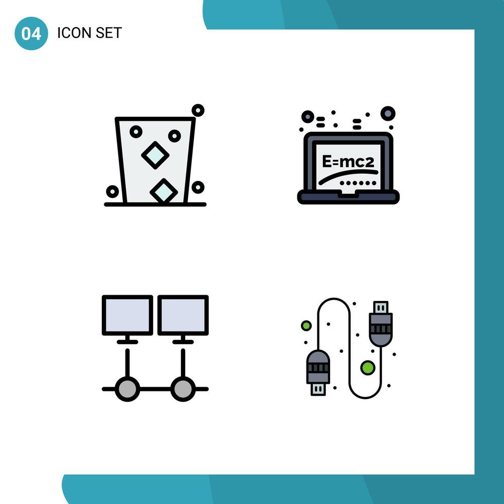 4 User Interface Filledline Flat Color Pack of modern Signs and Symbols of alcohol connect glass board internet Editable Vector Design Elements
