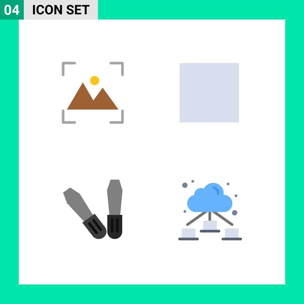 Flat Icon Pack of 4 Universal Symbols of crop network photography mechanic 5 Editable Vector Design Elements