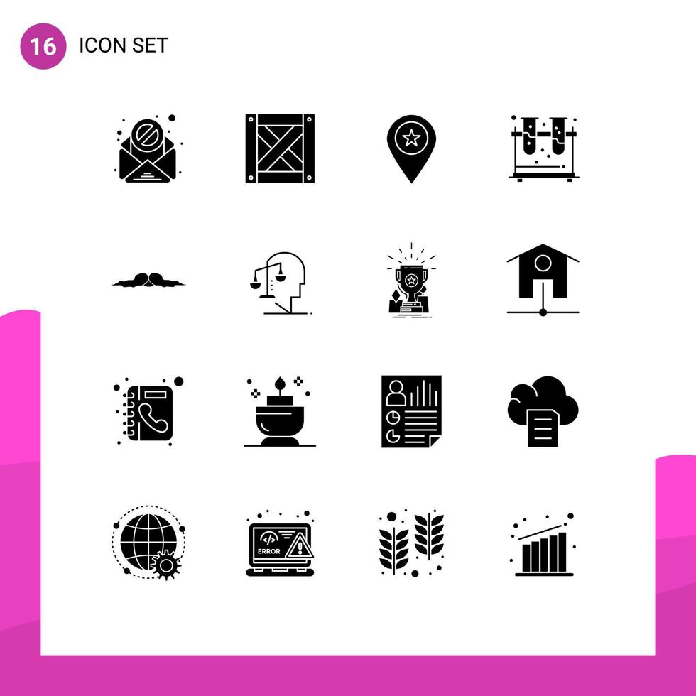 16 Thematic Vector Solid Glyphs and Editable Symbols of movember moustache map tubes experiment Editable Vector Design Elements