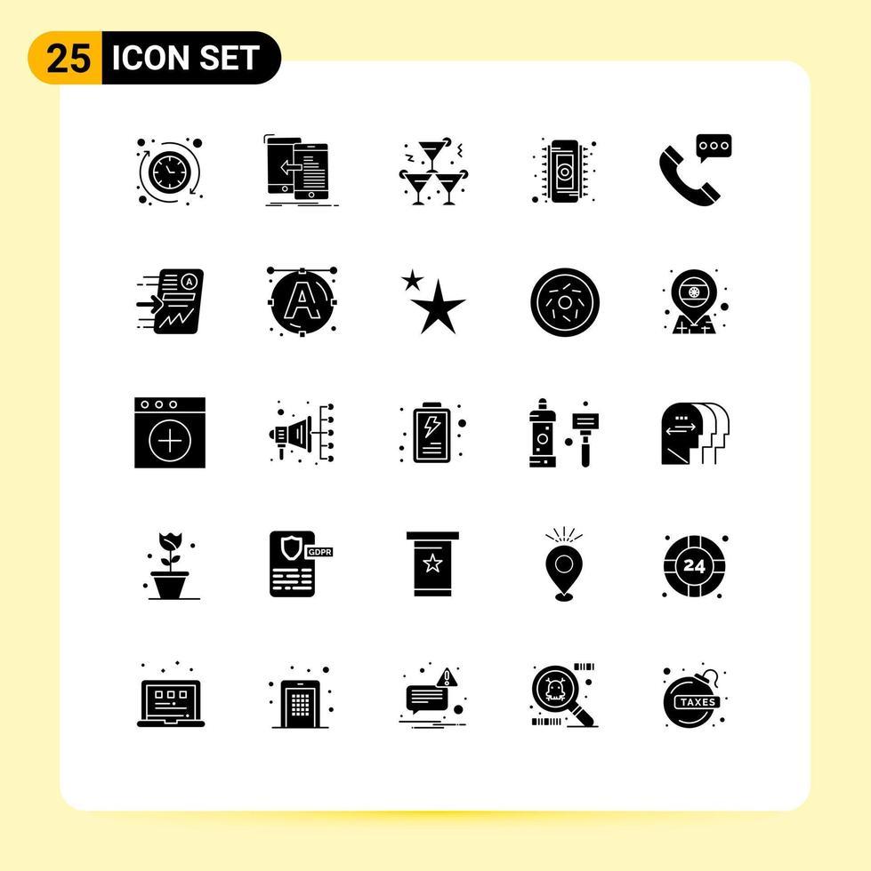 Stock Vector Icon Pack of 25 Line Signs and Symbols for call memory move electronic wine Editable Vector Design Elements