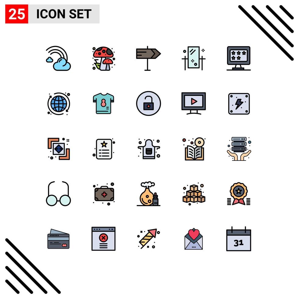 Set of 25 Modern UI Icons Symbols Signs for monitor reflection direction mirror dresser Editable Vector Design Elements