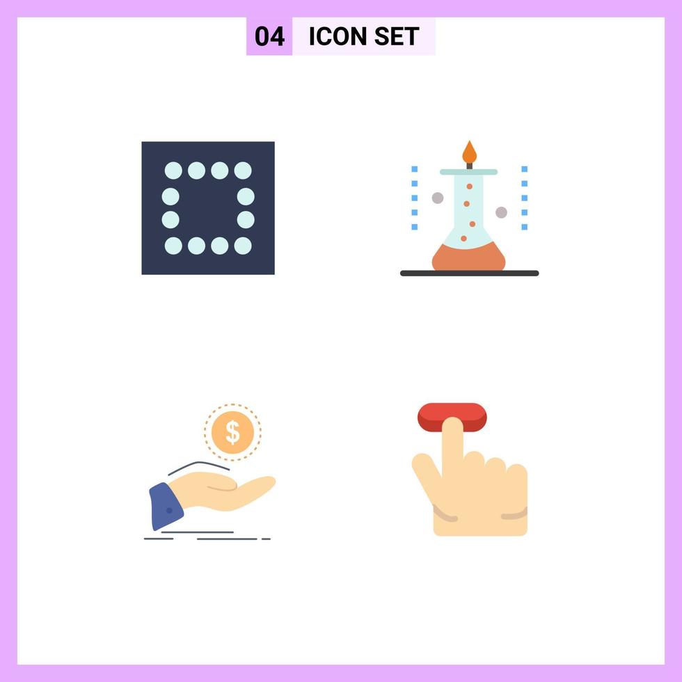 Flat Icon Pack of 4 Universal Symbols of layout debt laboratory research science lab loan Editable Vector Design Elements
