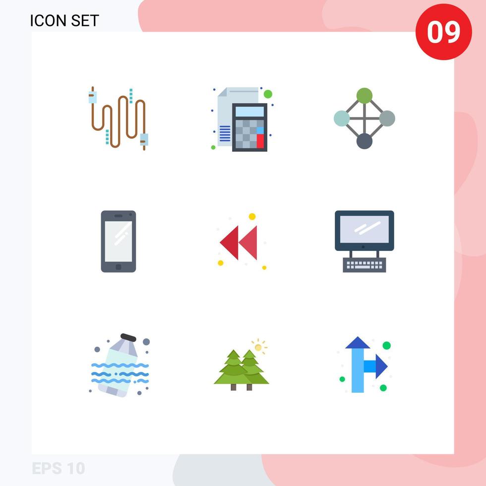 Group of 9 Flat Colors Signs and Symbols for arrow huawei paper mobile phone Editable Vector Design Elements