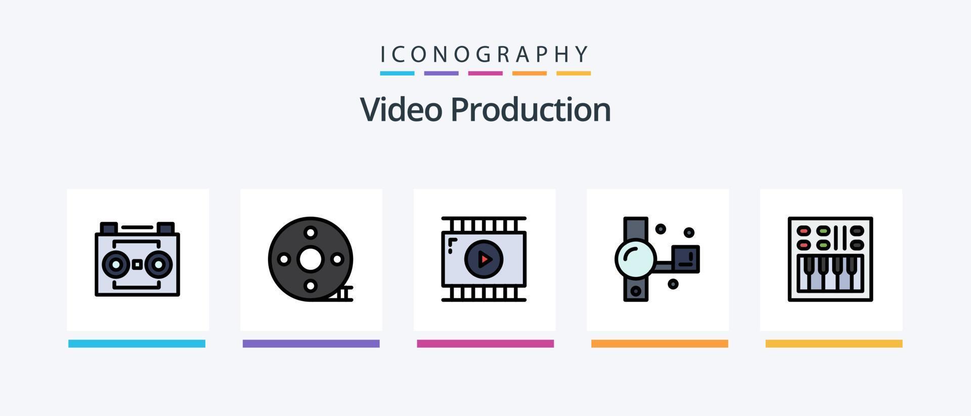 Video Production Line Filled 5 Icon Pack Including lightning. illumination. speaker. filmmaking. clapper. Creative Icons Design vector