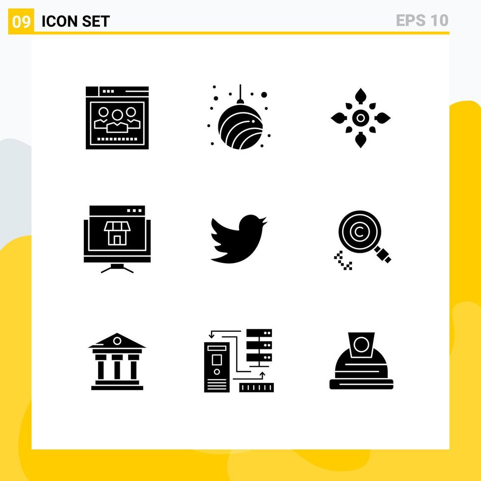 9 Solid Glyph concept for Websites Mobile and Apps marketplace computer year holi diwali Editable Vector Design Elements