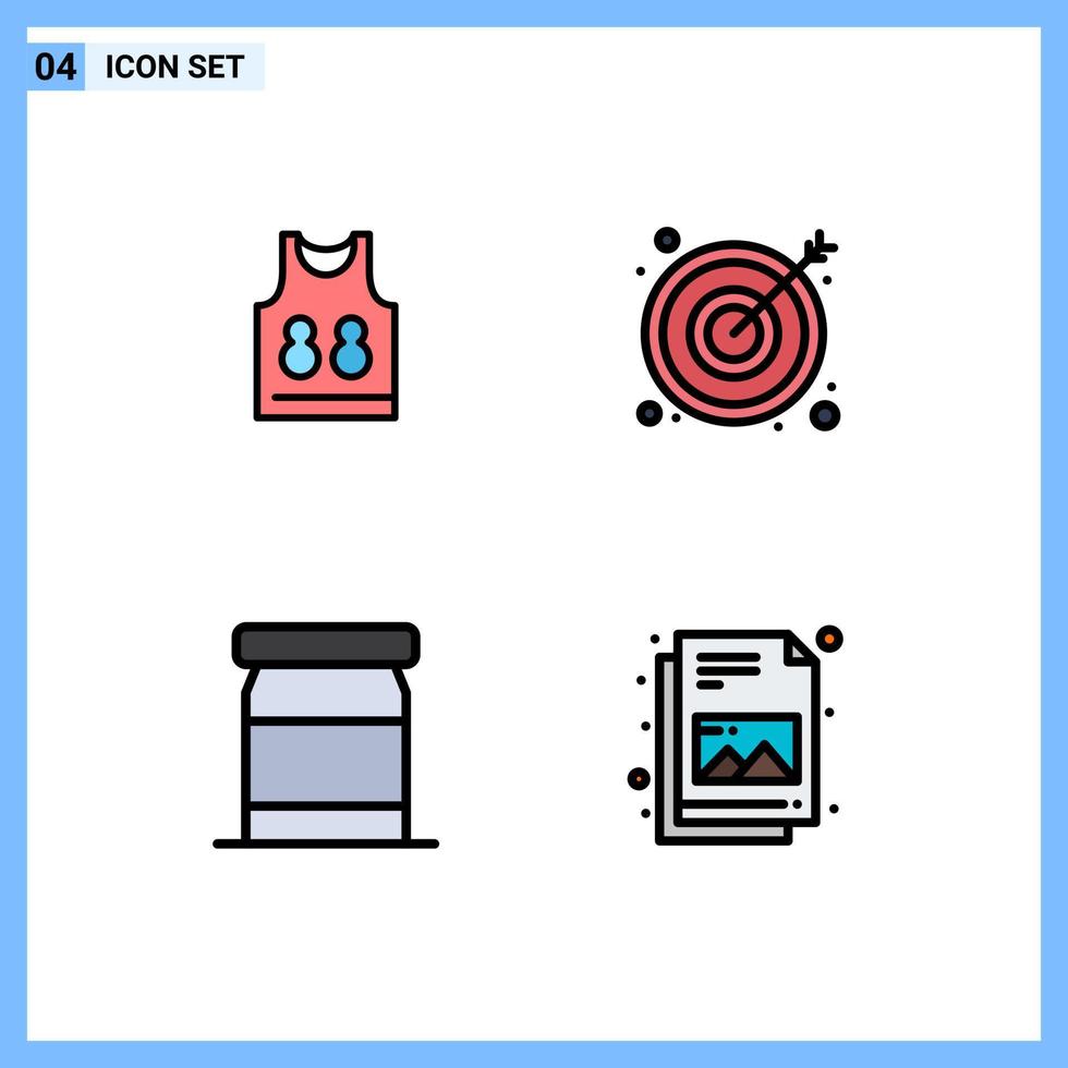 Stock Vector Icon Pack of 4 Line Signs and Symbols for shirt preserves sport target file Editable Vector Design Elements