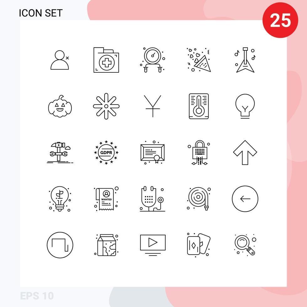 25 Creative Icons Modern Signs and Symbols of music guitar exercise love fireworks Editable Vector Design Elements