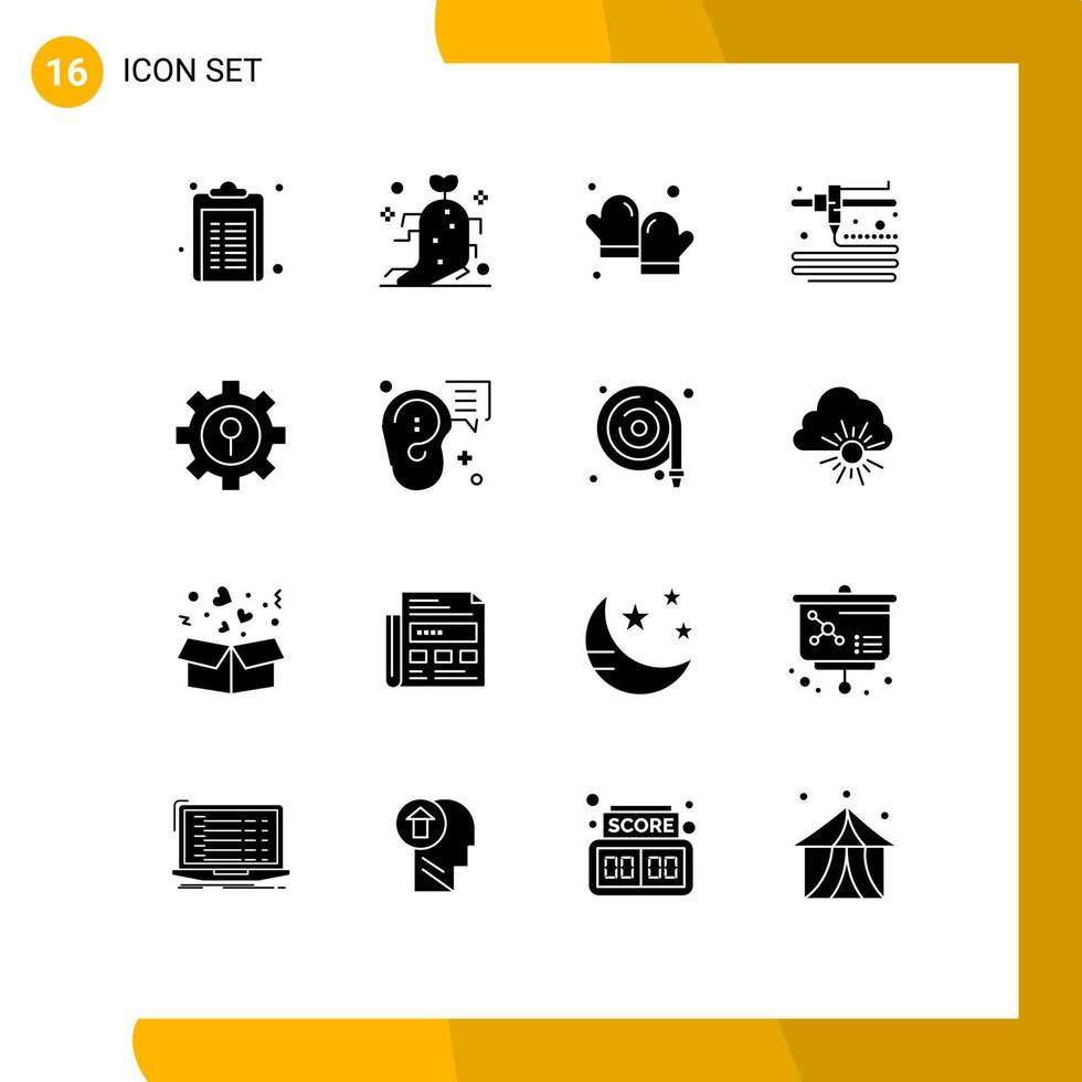 16 Creative Icons Modern Signs and Symbols of setting lock baked keyhole modeling Editable Vector Design Elements