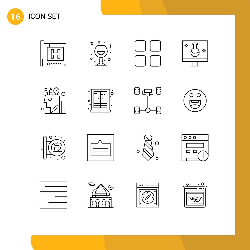 16 Creative Icons Modern Signs and Symbols of art echography calc eco testing biology Editable Vector Design Elements