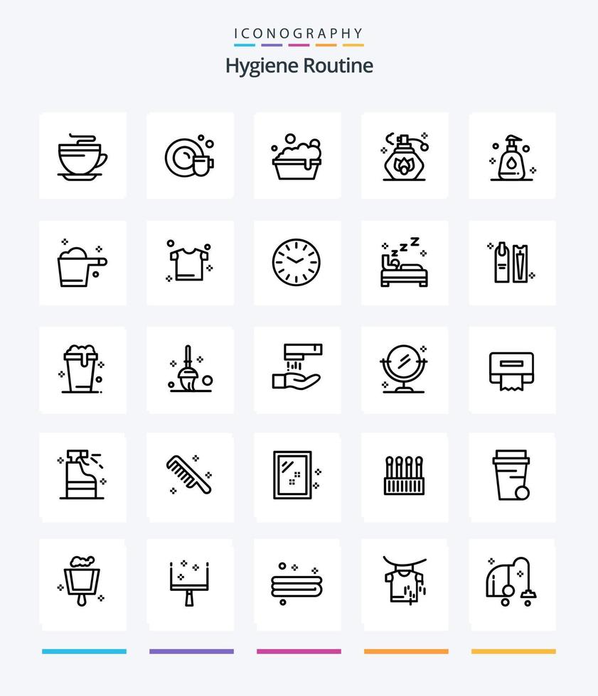 Creative Hygiene Routine 25 OutLine icon pack  Such As clothes. gauge. cleaning. detergent. clean vector