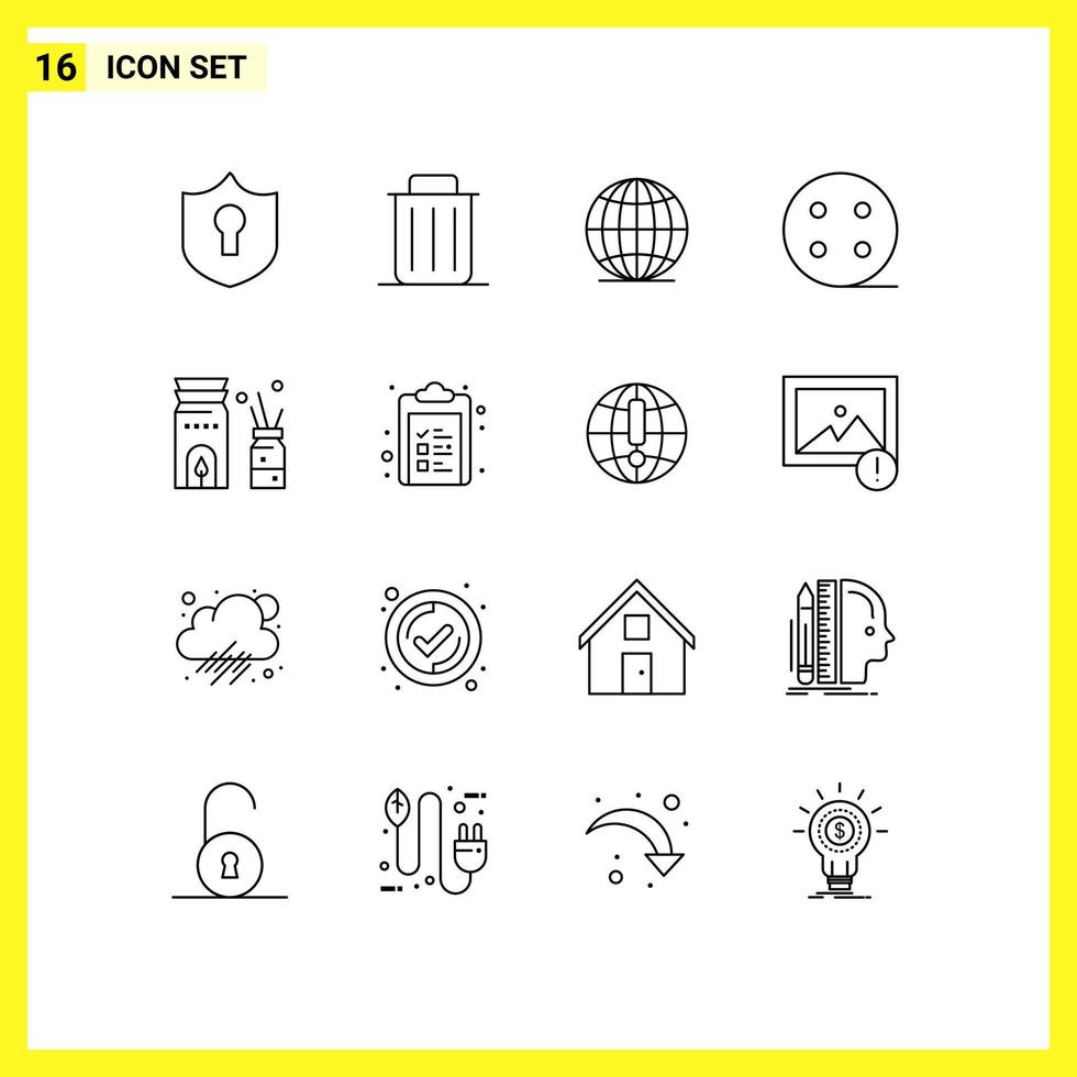 Group of 16 Outlines Signs and Symbols for scent burner global aromatherapy charge Editable Vector Design Elements