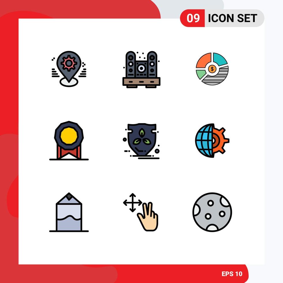 9 Universal Filledline Flat Color Signs Symbols of bonus seo living graph bar Editable Vector Design Elements