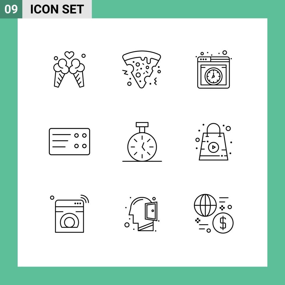 9 Outline concept for Websites Mobile and Apps online timer hosting time transport Editable Vector Design Elements