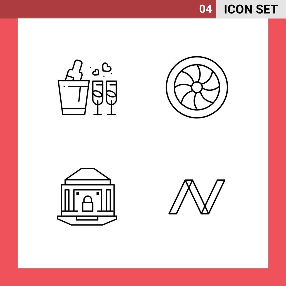 4 Line concept for Websites Mobile and Apps bottle banking wedding repair lock Editable Vector Design Elements