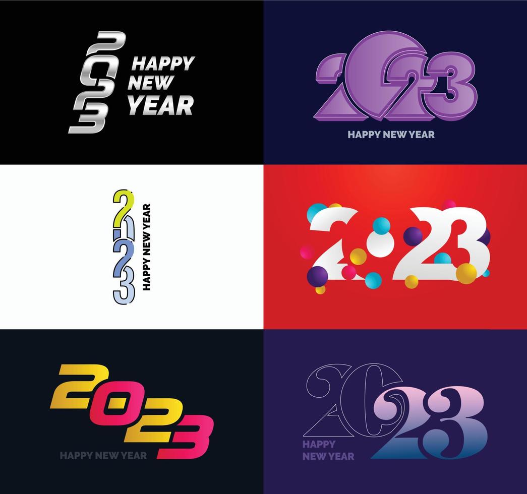 Big Collection of 2023 Happy New Year symbols Cover of business diary for 2023 with wishes vector