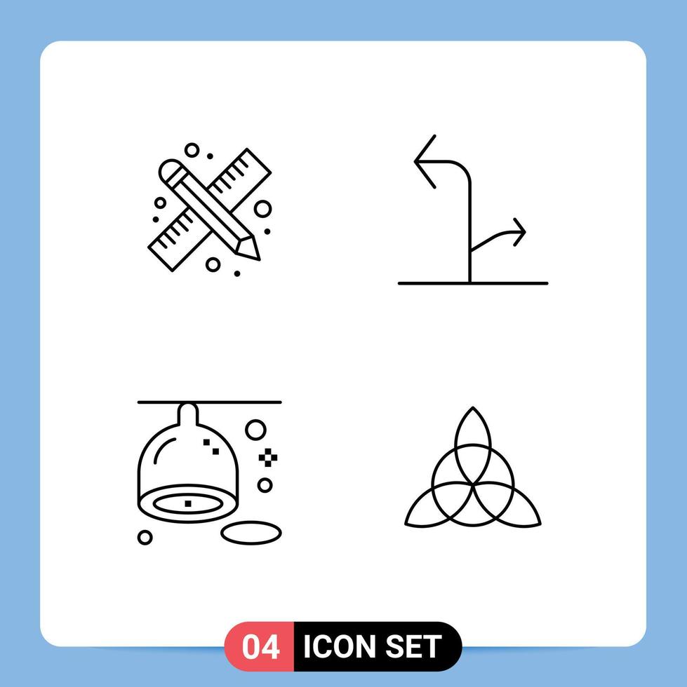 4 Universal Line Signs Symbols of back to school diet work signs lemon Editable Vector Design Elements