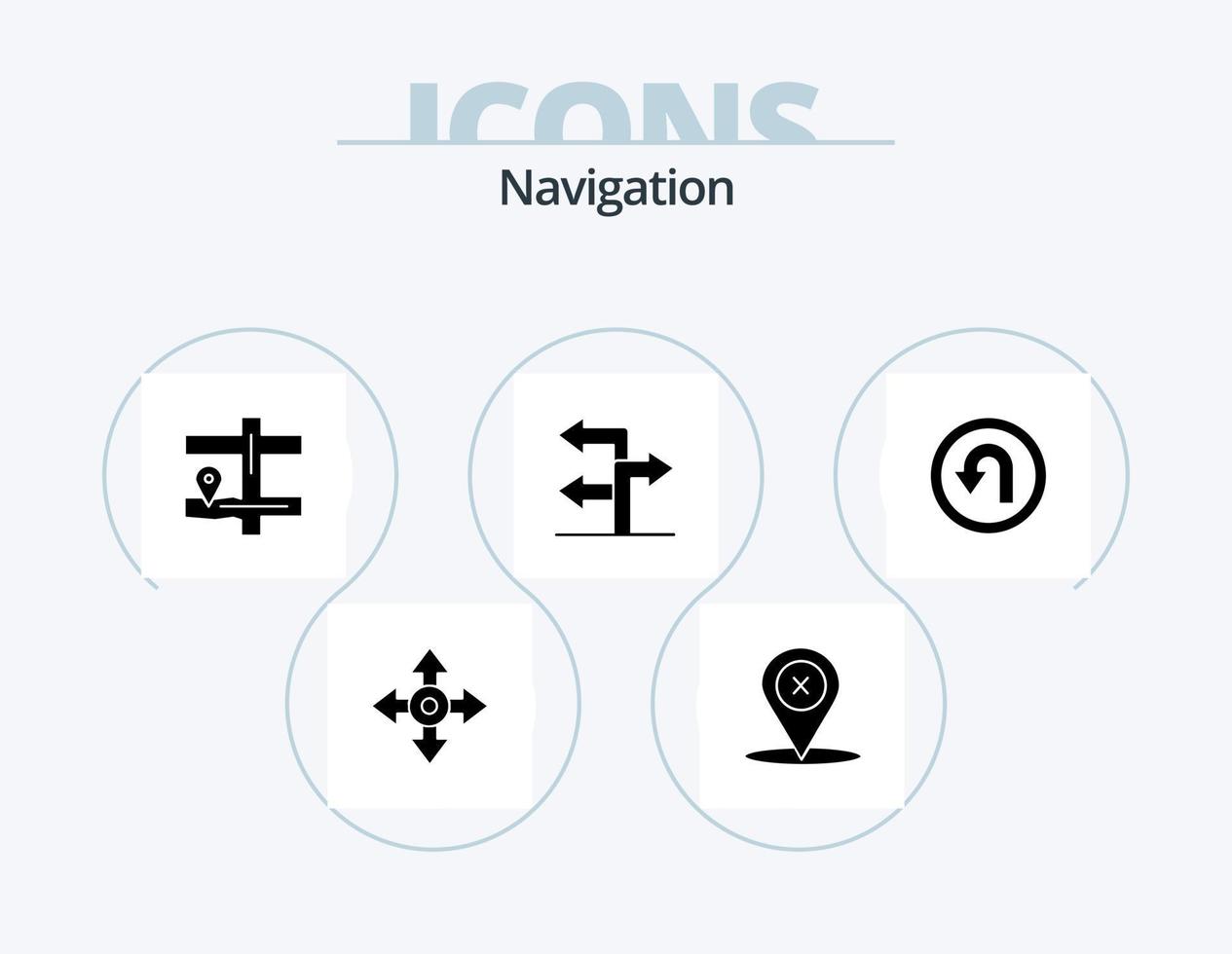 paquete de iconos de glifos de navegación 5 diseño de iconos. manera. espalda. mapa. flecha. dirección vector