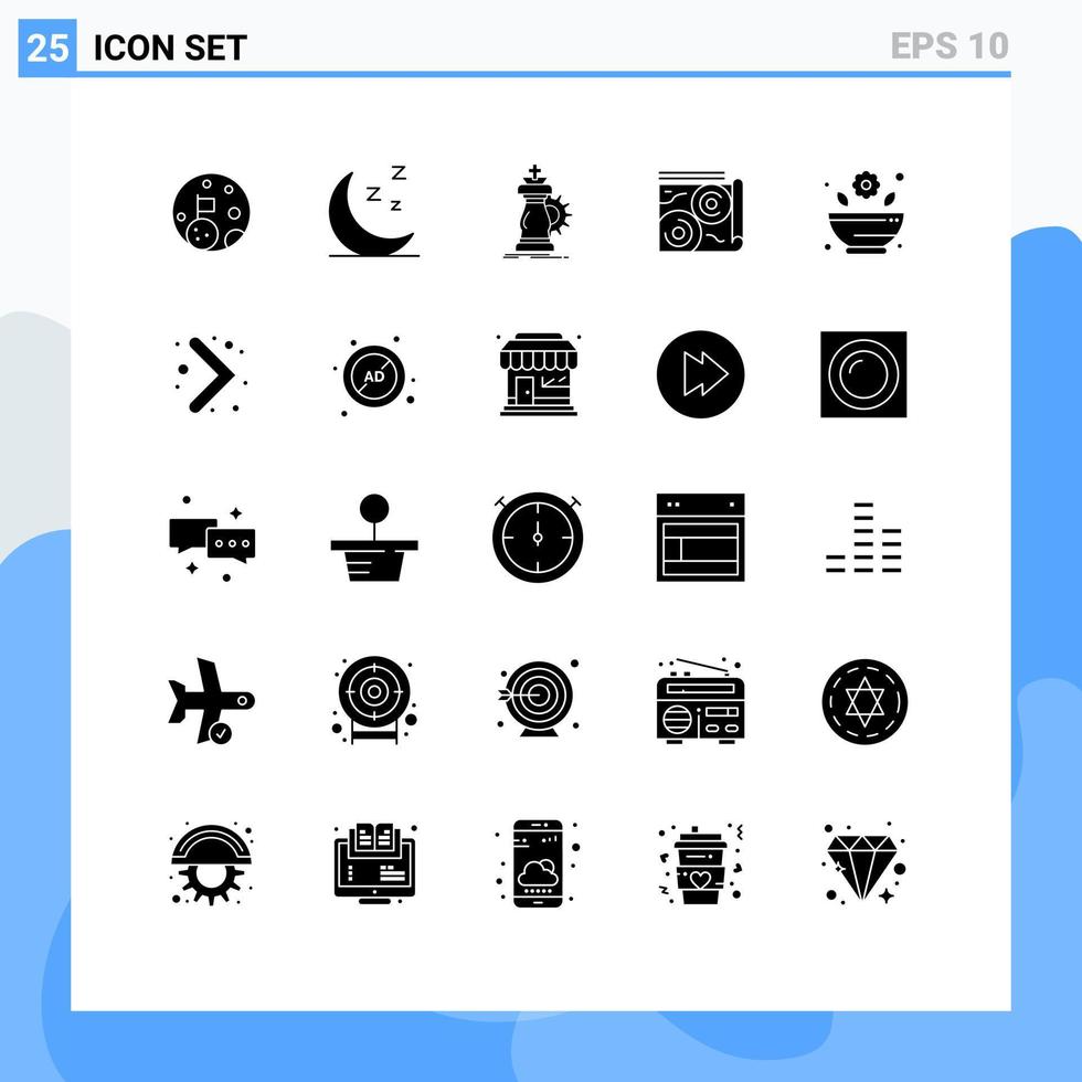 conjunto de 25 iconos modernos de la interfaz de usuario signos de símbolos para la guía de ajedrez de viajes de farmacia mapa elementos de diseño vectorial editables vector