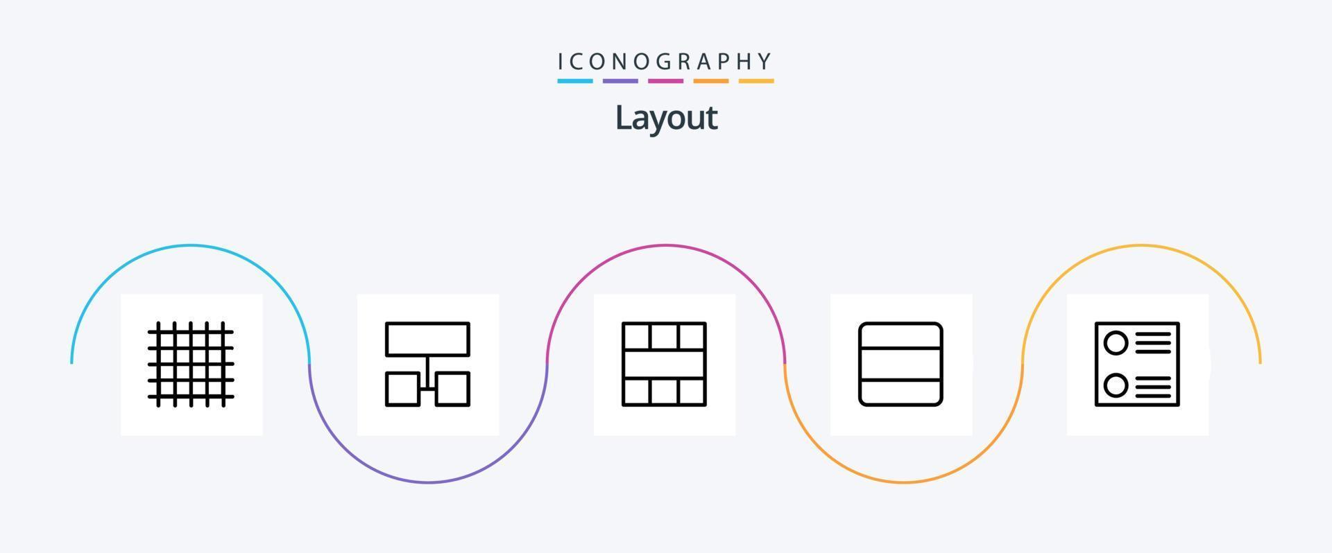 Layout Line 5 Icon Pack Including radio button. vertical. grid. stack