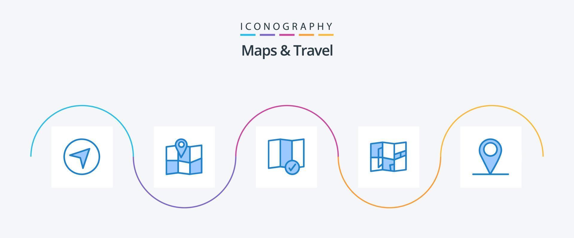 Maps and Travel Blue 5 Icon Pack Including . map. pin. gps vector