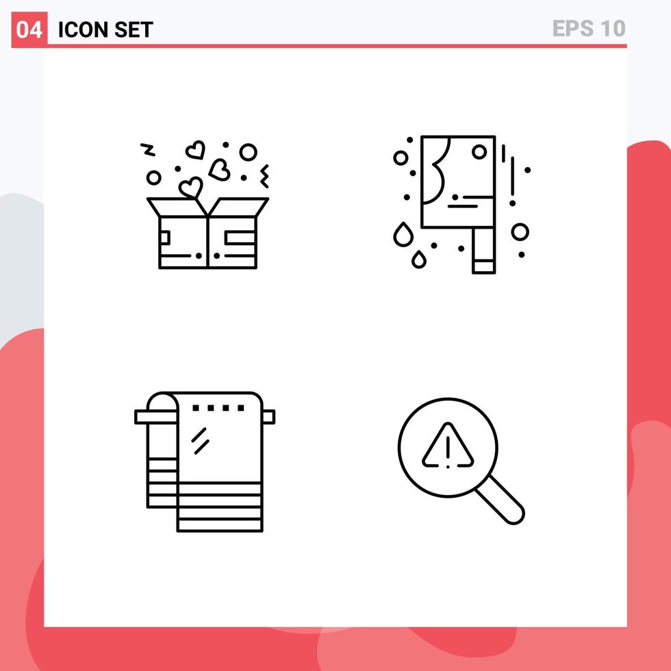 Universal Icon Symbols Group of 4 Modern Filledline Flat Colors of charity dry heart halloween bloody knife wiping Editable Vector Design Elements