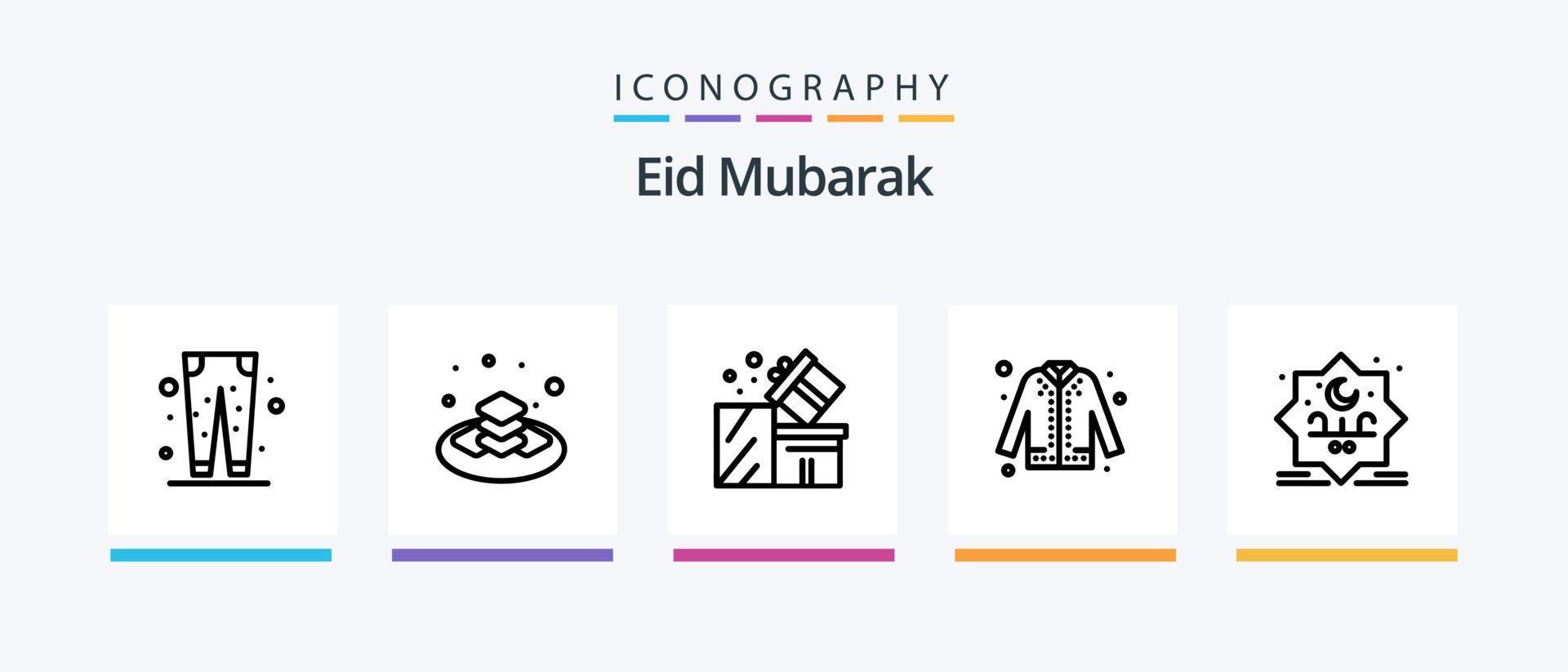 Eid Mubarak Line 5 Icon Pack Including pent. trouser. muslim. eid. fashion. Creative Icons Design vector