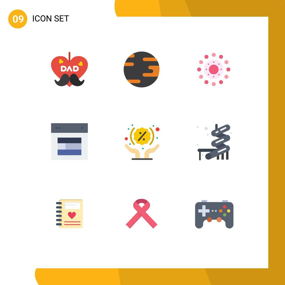 Flat Color Pack of 9 Universal Symbols of hands website spring web layout Editable Vector Design Elements