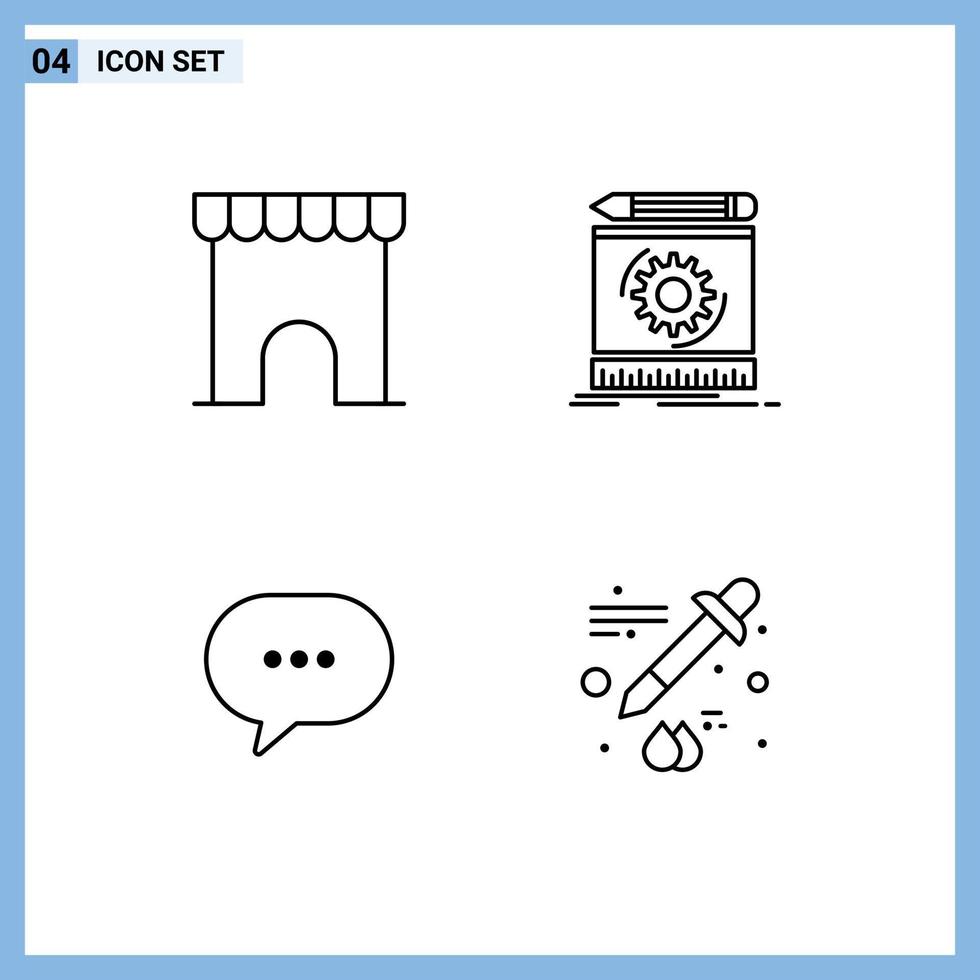 Set of 4 Vector Filledline Flat Colors on Grid for building chat shop process message Editable Vector Design Elements