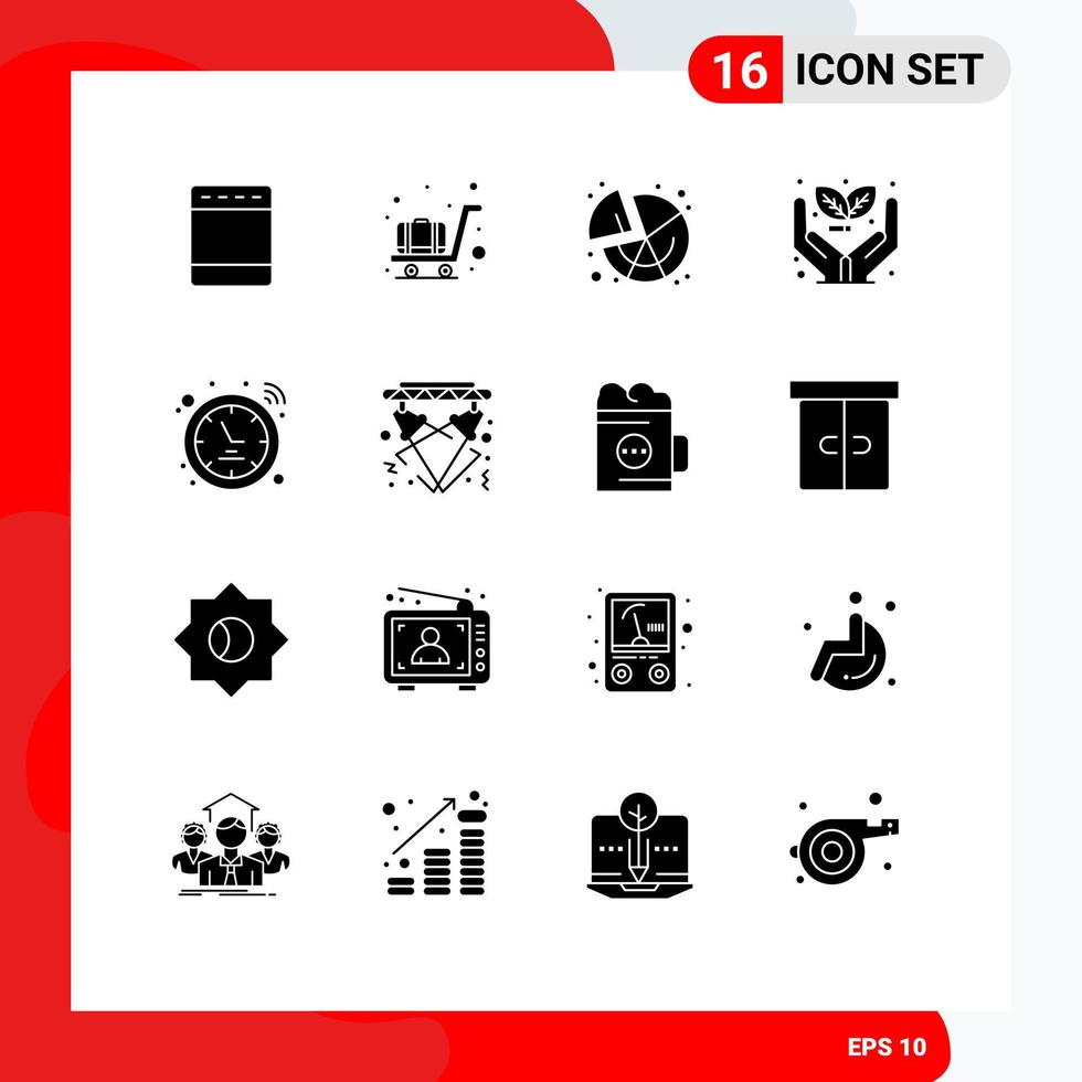 Pack of 16 Modern Solid Glyphs Signs and Symbols for Web Print Media such as smart watch hotspot pie plant eco Editable Vector Design Elements