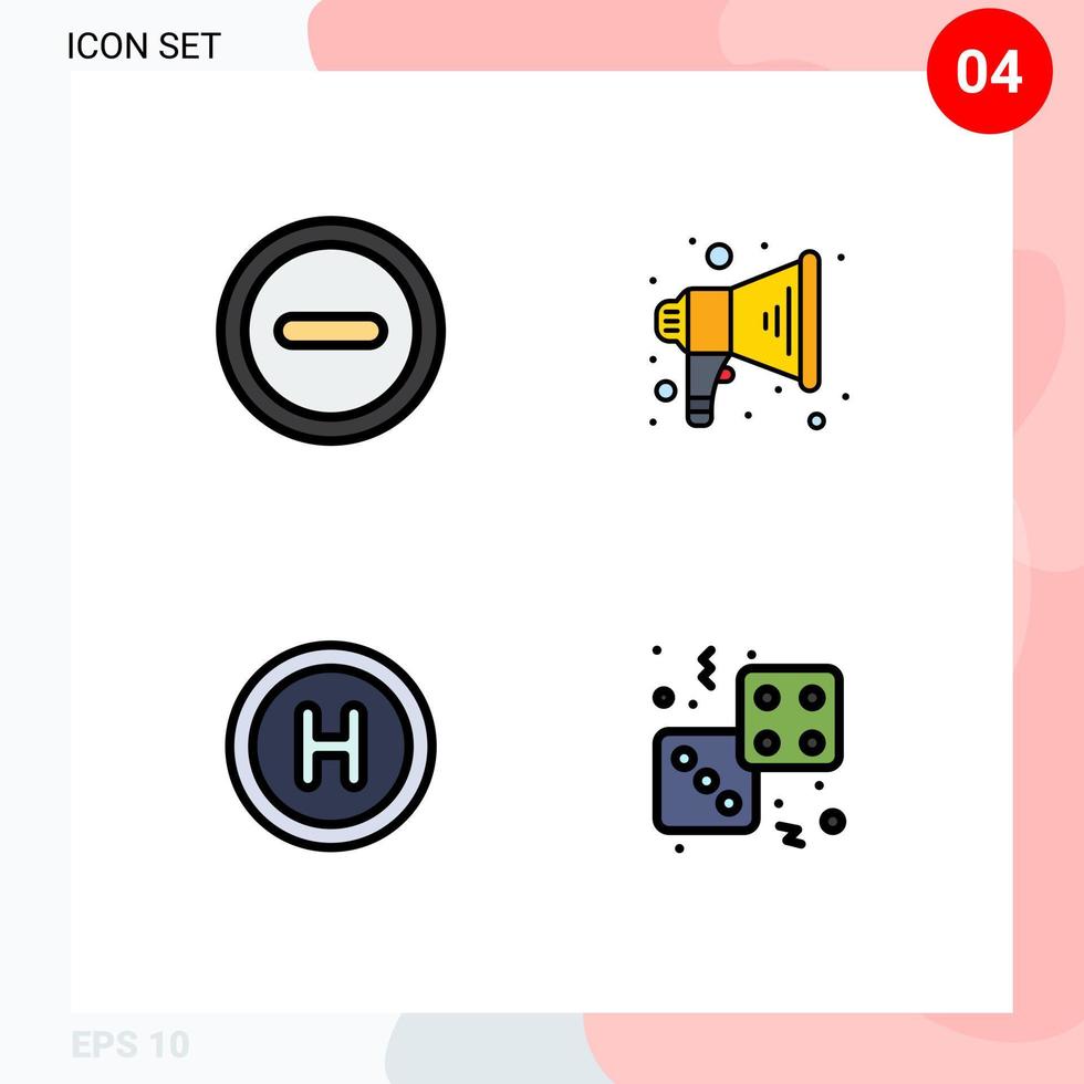 Stock Vector Icon Pack of 4 Line Signs and Symbols for basic dice announce medical game Editable Vector Design Elements