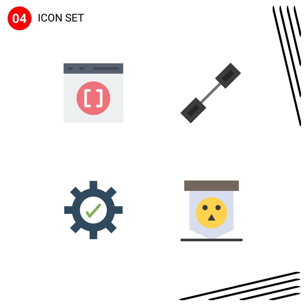 Set of 4 Commercial Flat Icons pack for browser setting development link board Editable Vector Design Elements