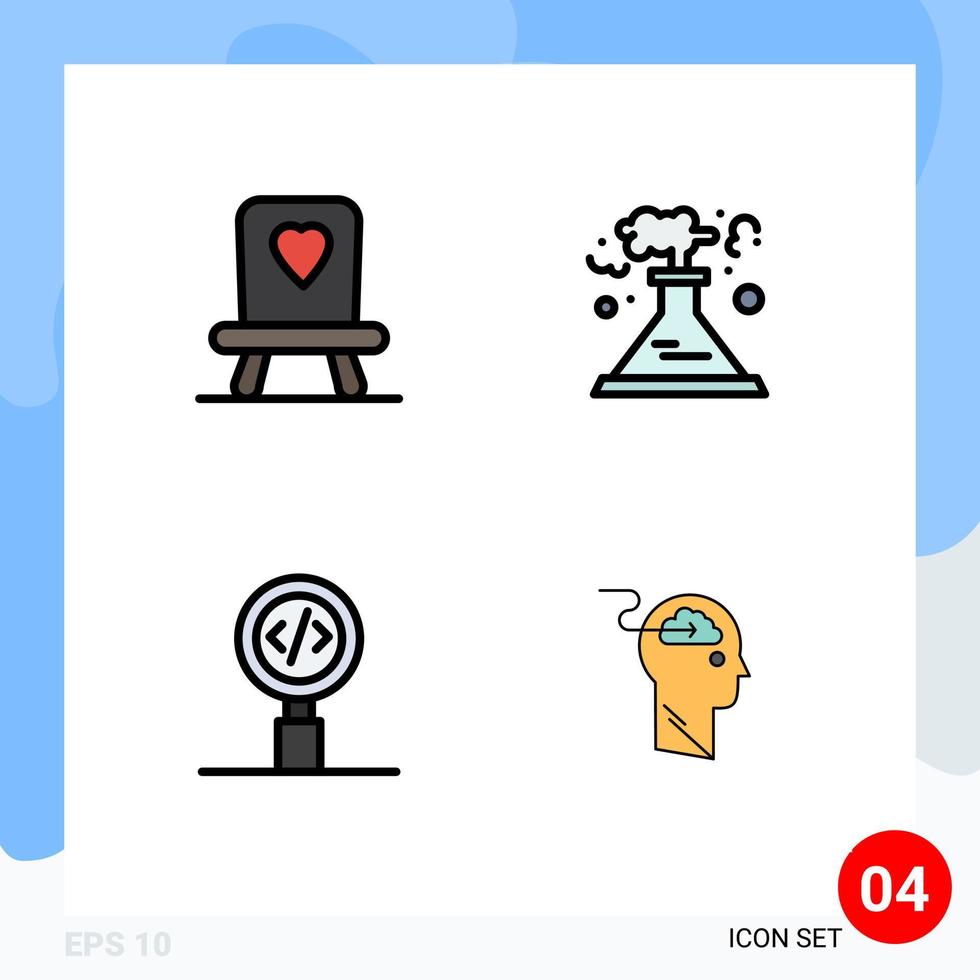 Modern Set of 4 Filledline Flat Colors Pictograph of baby programming pollution code cloud Editable Vector Design Elements