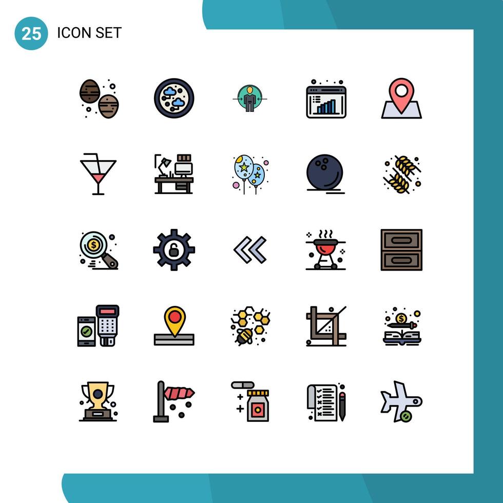 25 iconos creativos signos y símbolos modernos de cálculo de datos de mapa hombre investigación empresarial identidad elementos de diseño vectorial editables vector