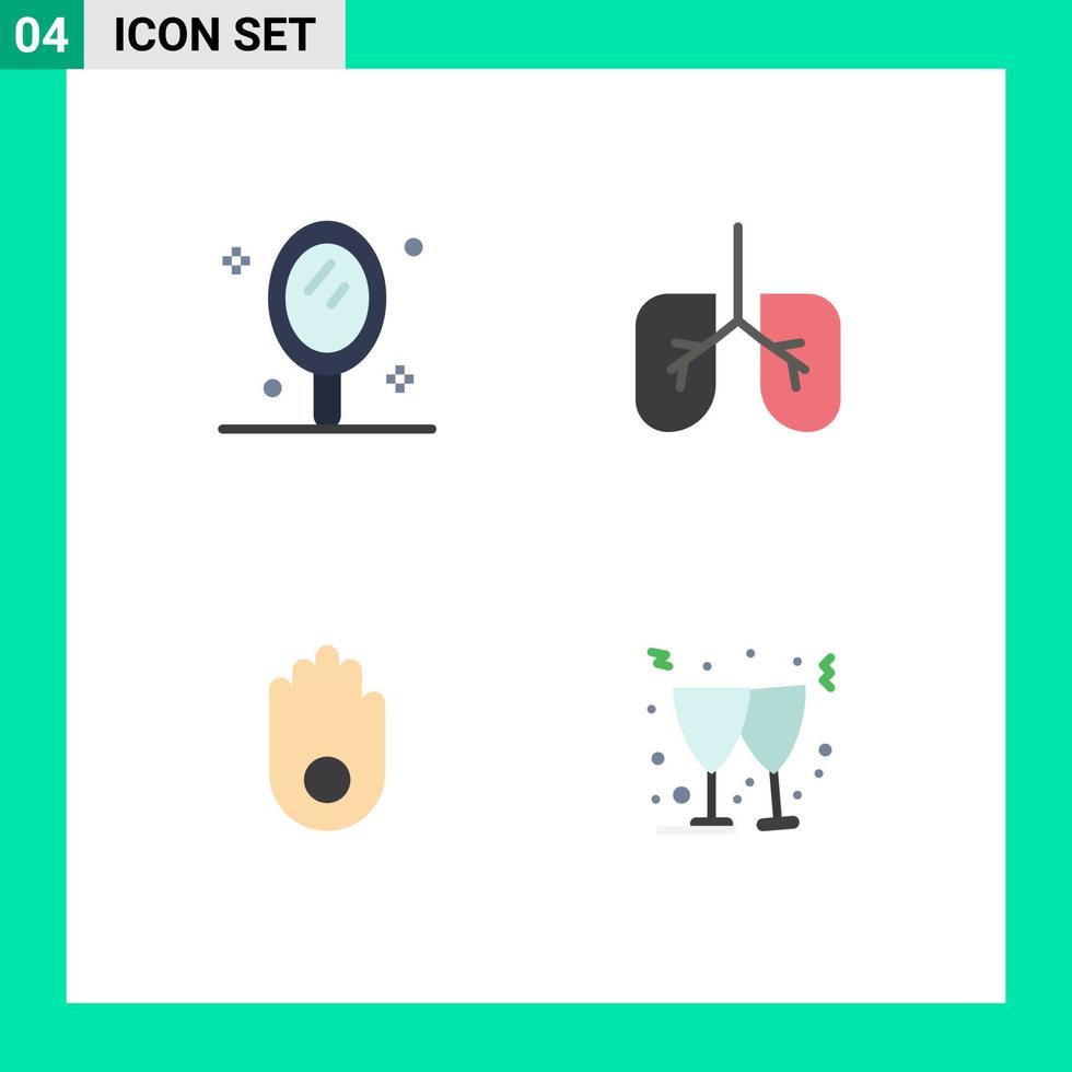 Universal Icon Symbols Group of 4 Modern Flat Icons of beauty beer salon gesture wine Editable Vector Design Elements