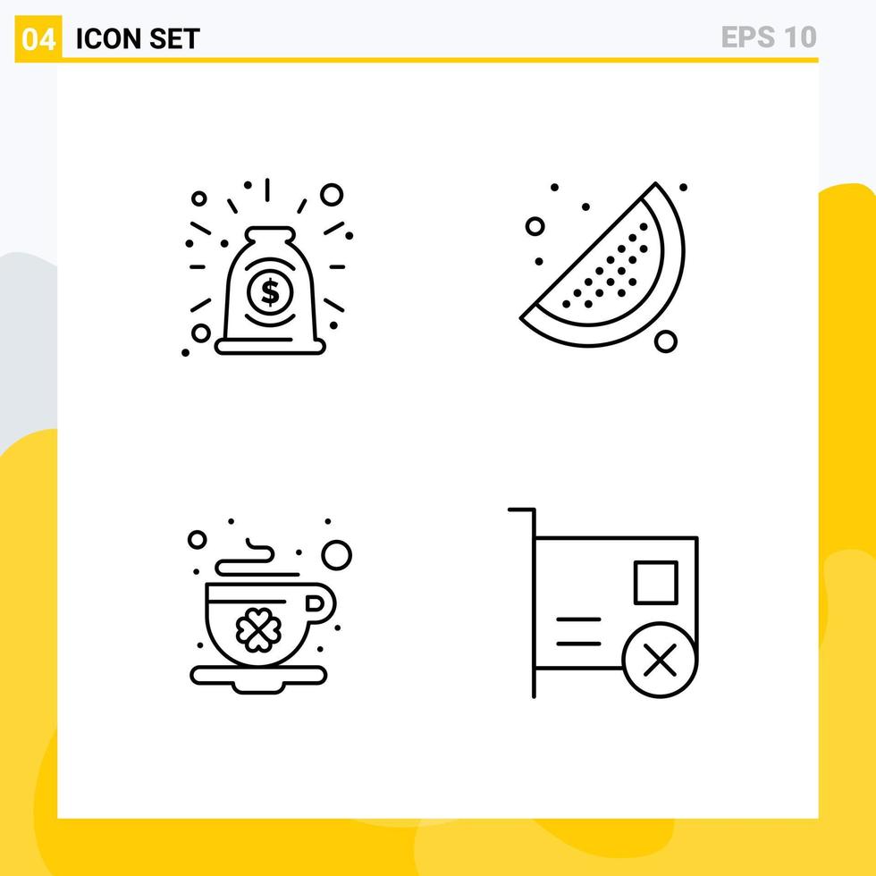 4 Line concept for Websites Mobile and Apps agreement saint deal food card Editable Vector Design Elements